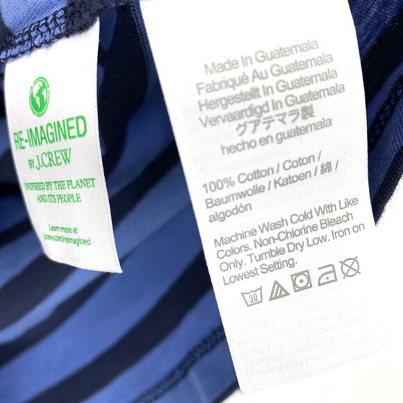 J.Crew Essential Wide Sleeve T-Shirt Womens Sz Medium Blue Two Tone Striped NEW - Picture 7 of 7